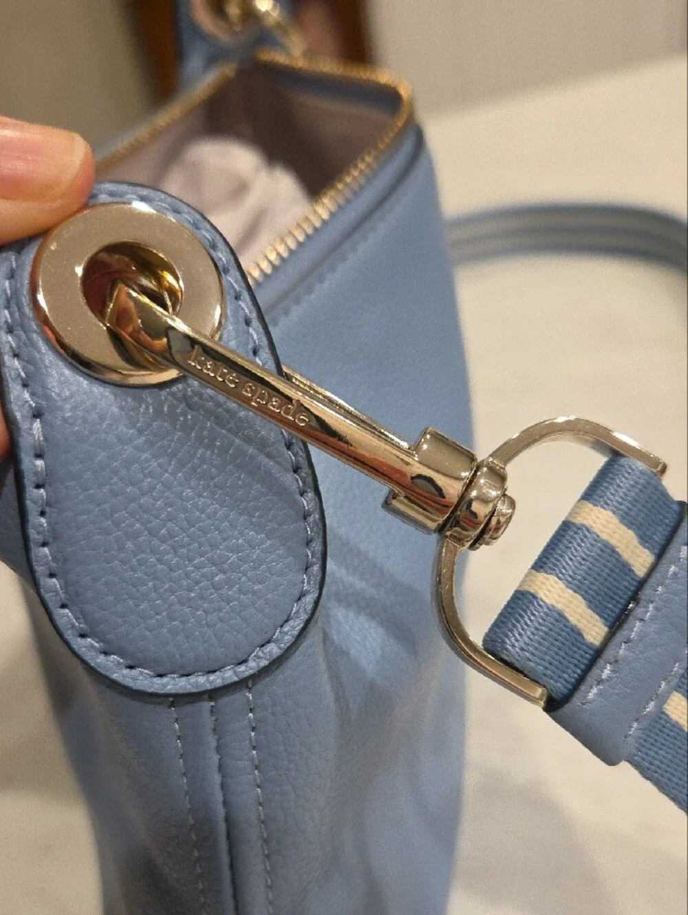 kate spade New York Powder Blue Leather Crossbody Bag with Gold Hardware
